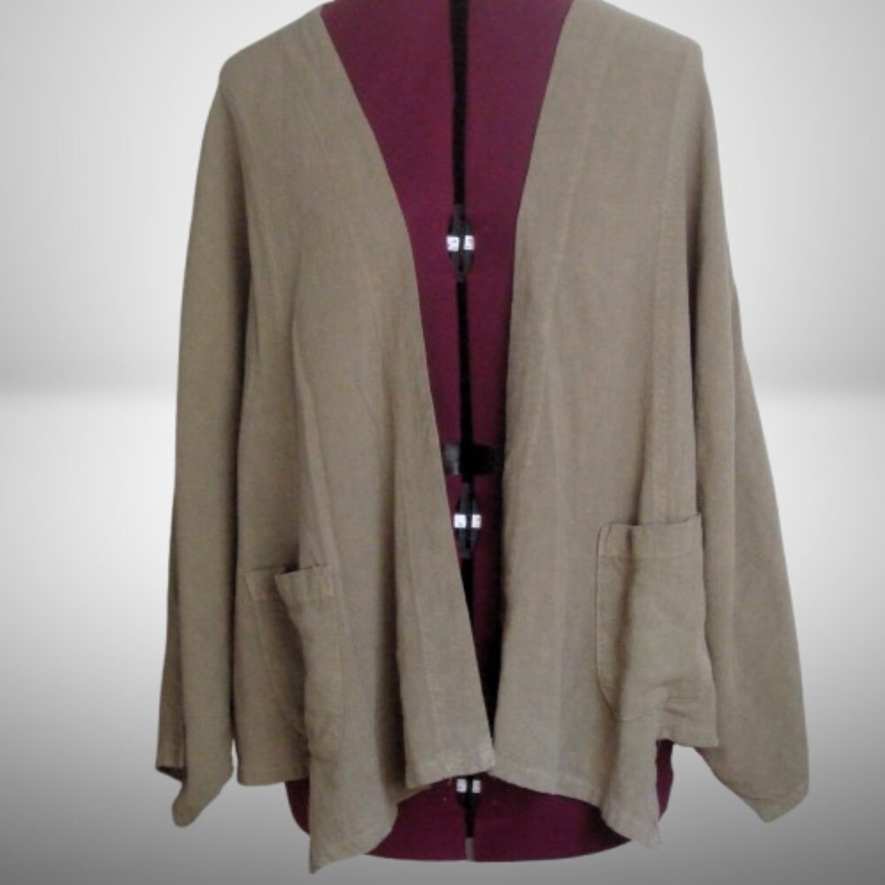 GERTIES Kimono Crop Jacket Top Layer Khaki Lagenlook